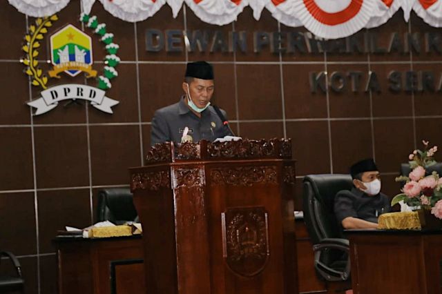 Syafrudin Sampaikan Pendapat Akhir Wali Kota Serang Tentang Persetujuan RAPERDA Kota Serang. 