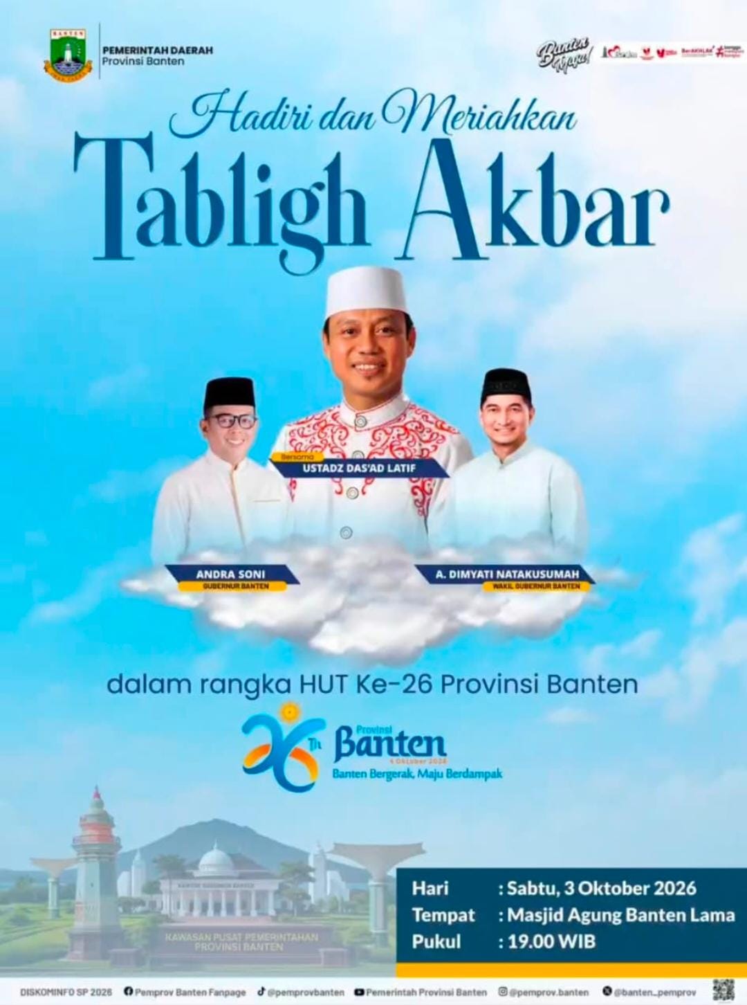 HUT ke-26 Provinsi Banten, Gelar Tabligh Akbar, Hadirkan Da'i Kondang
