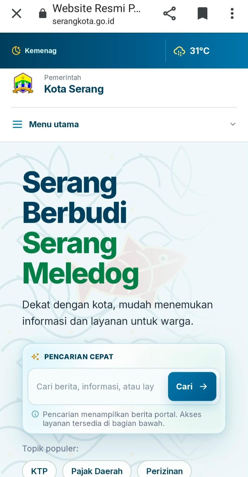 Website Pemkot Serang Tampil Lebih Modern, Perkuat Akses Informasi dan Layanan Publik